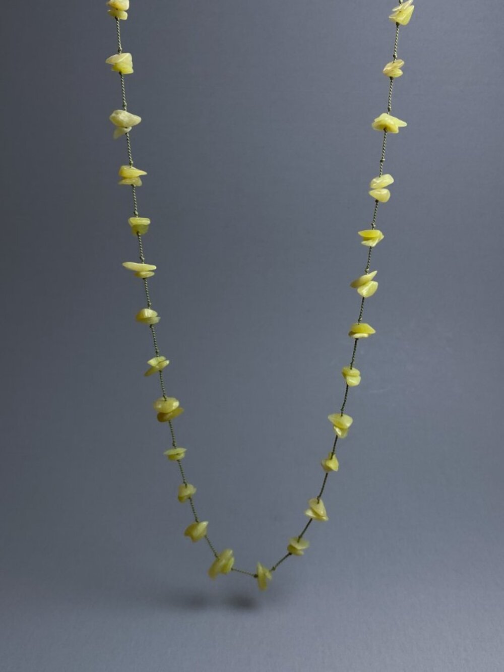 J Jill 45" Serpentine Natural Gemstone Green Chip Beaded Knotted String Necklace